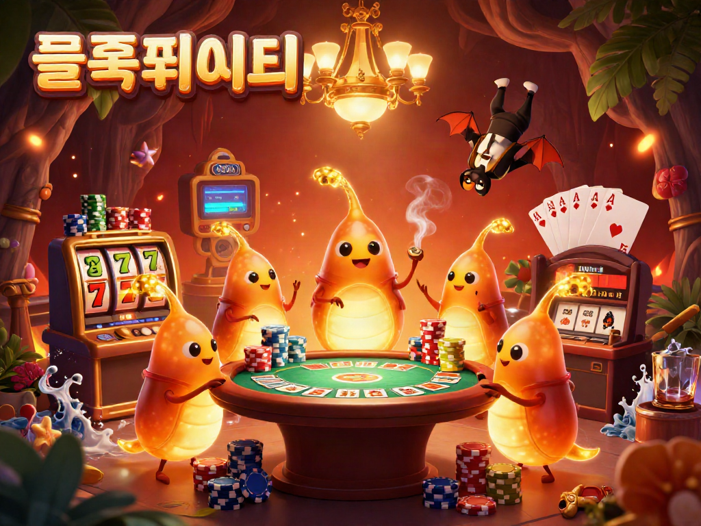 슬롯사이트에서 화려한 슬롯 기계와 황금 꼬리를 가진 빛나는 벌레 팀이 있는 카지노를 즐기세요.