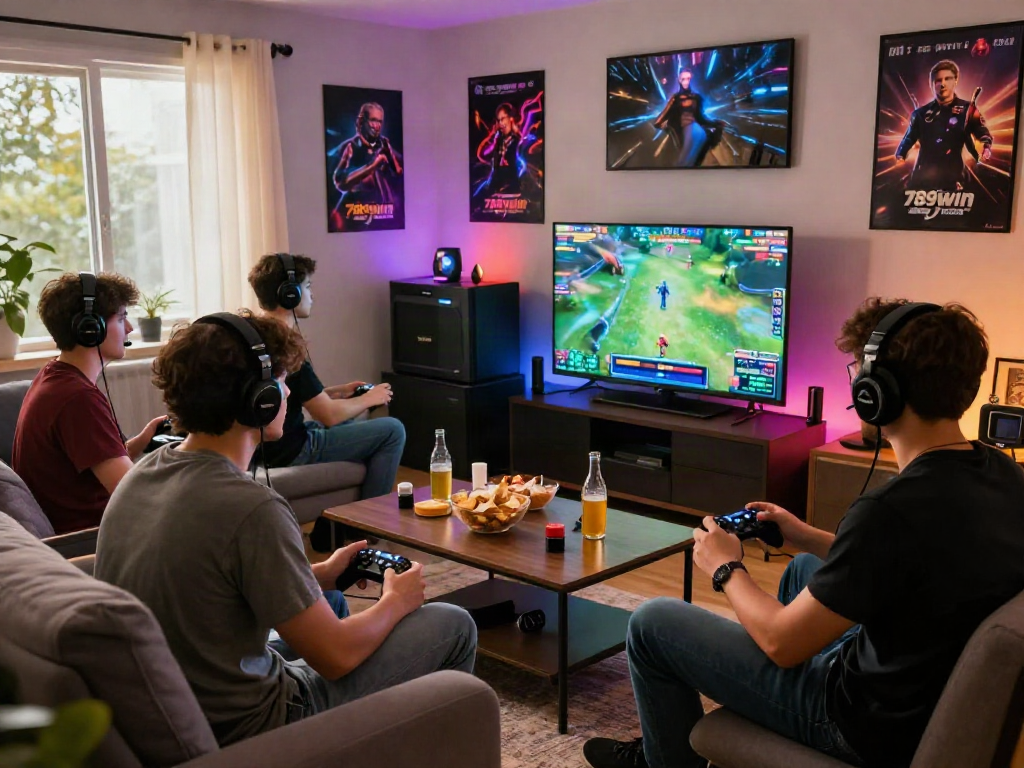 Players enjoying a fun gaming session together with 789win games in a cozy living room atmosphere.
