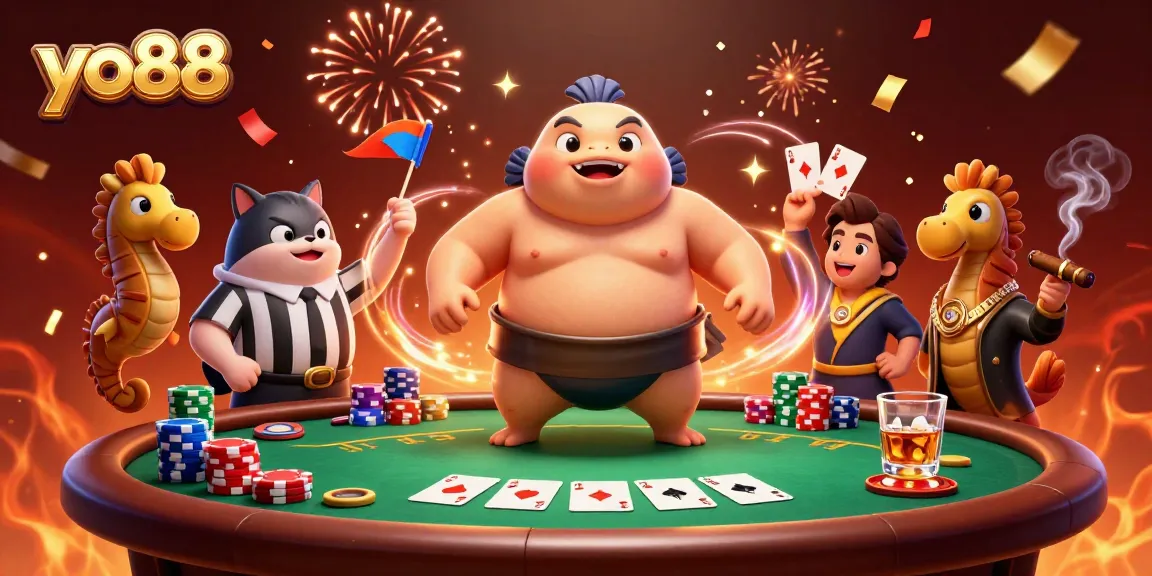 Join the thrilling action at yo88 with a vibrant underwater poker showdown featuring unique characters.