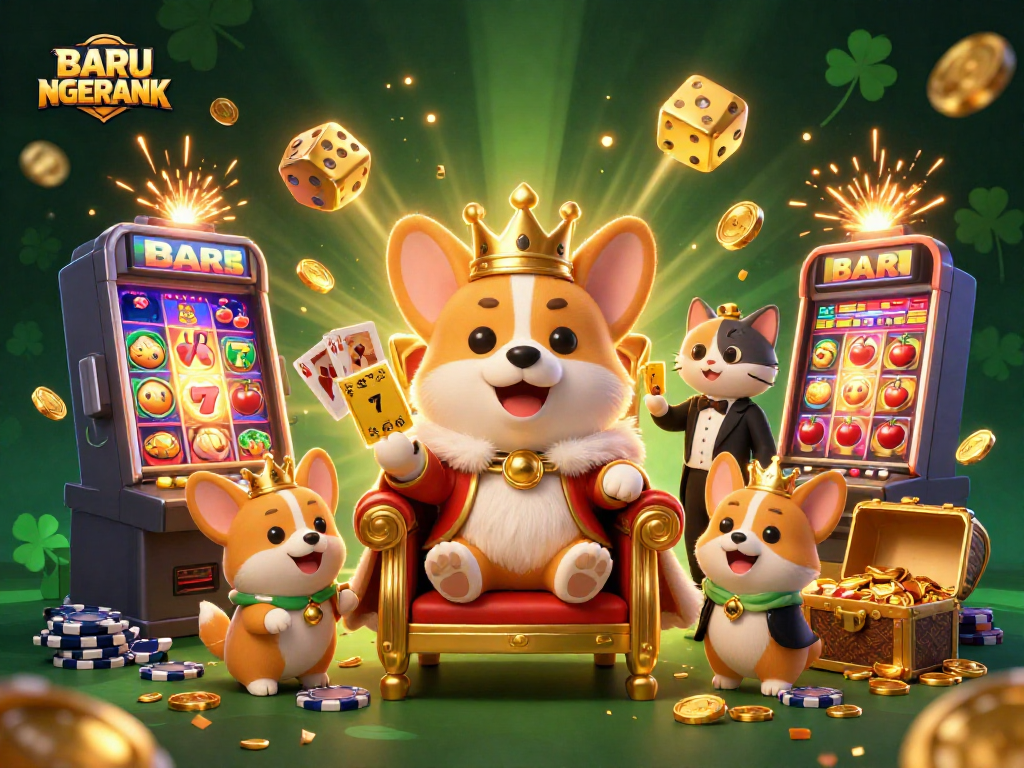 Experience thrilling action at BARU NGERANK with dazzling slot machines and vibrant casino elements, showcasing excitement and luxury.