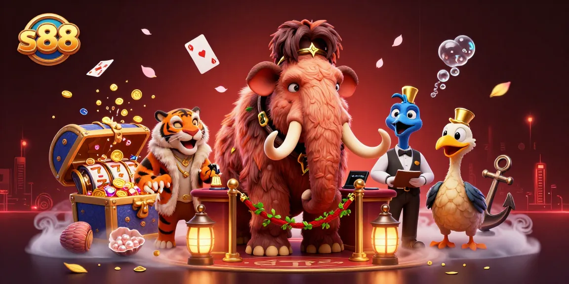 Join the s88 gaming adventure with vivid characters like a bouncer and VIP guests at this casino scene.