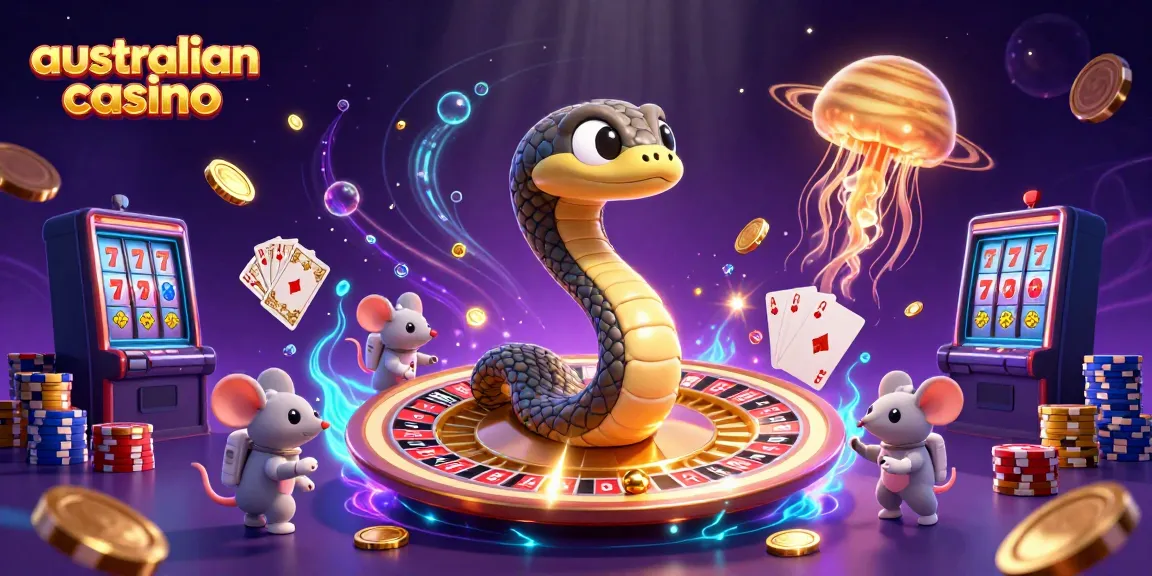Experience the vibrant action at an australian casino featuring a roulette wheel and animated characters.