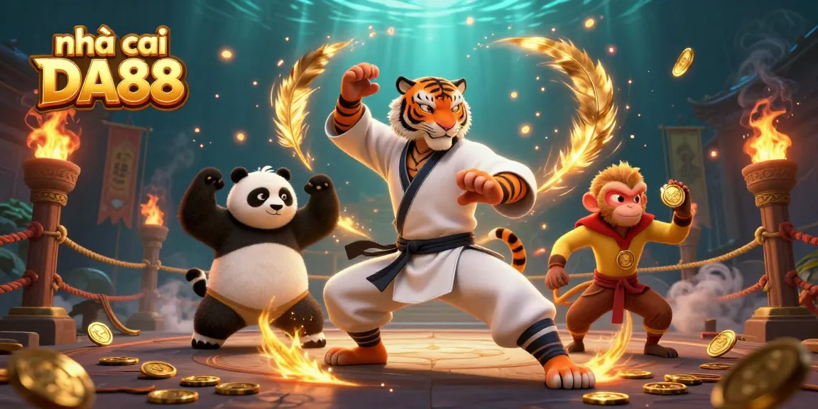 Engage with exciting action at nhà cái DA88, featuring a dynamic kung fu tiger mastering the art of winning bets!