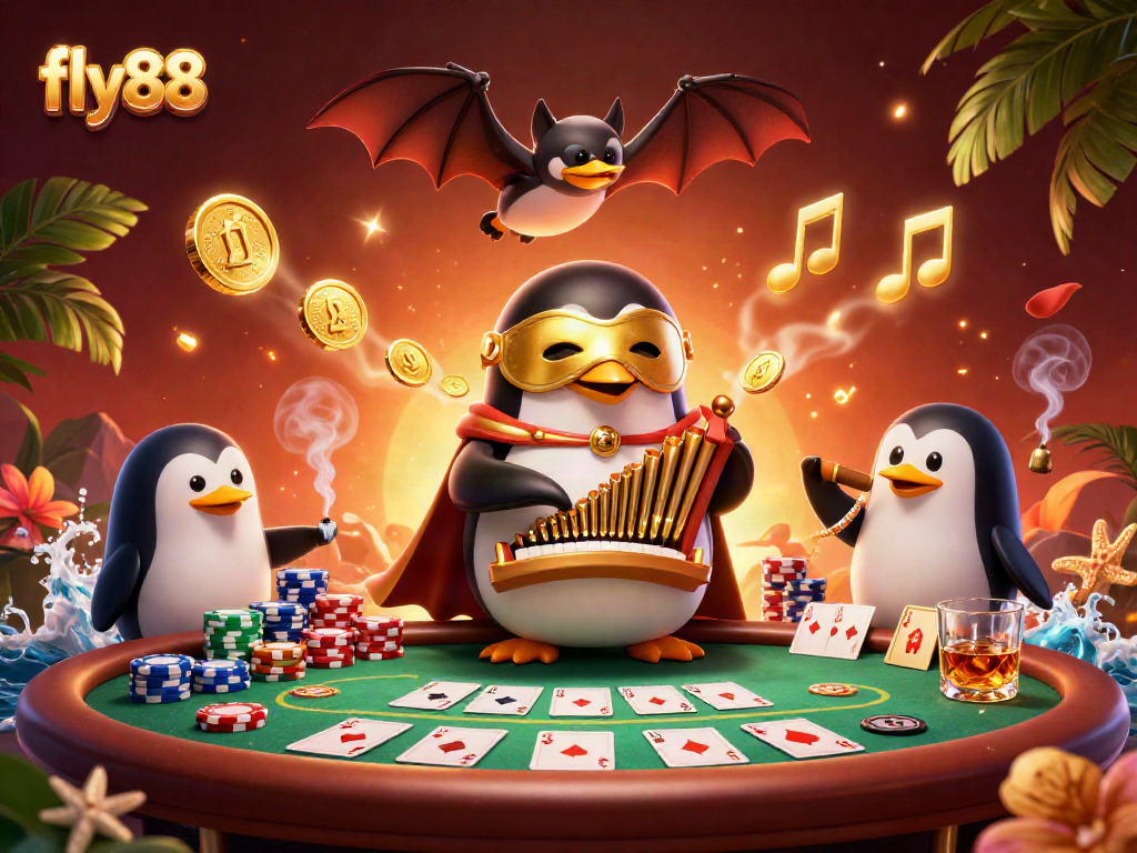 Experience fly88's excitement as the phantom penguin conquers coins at the casino.