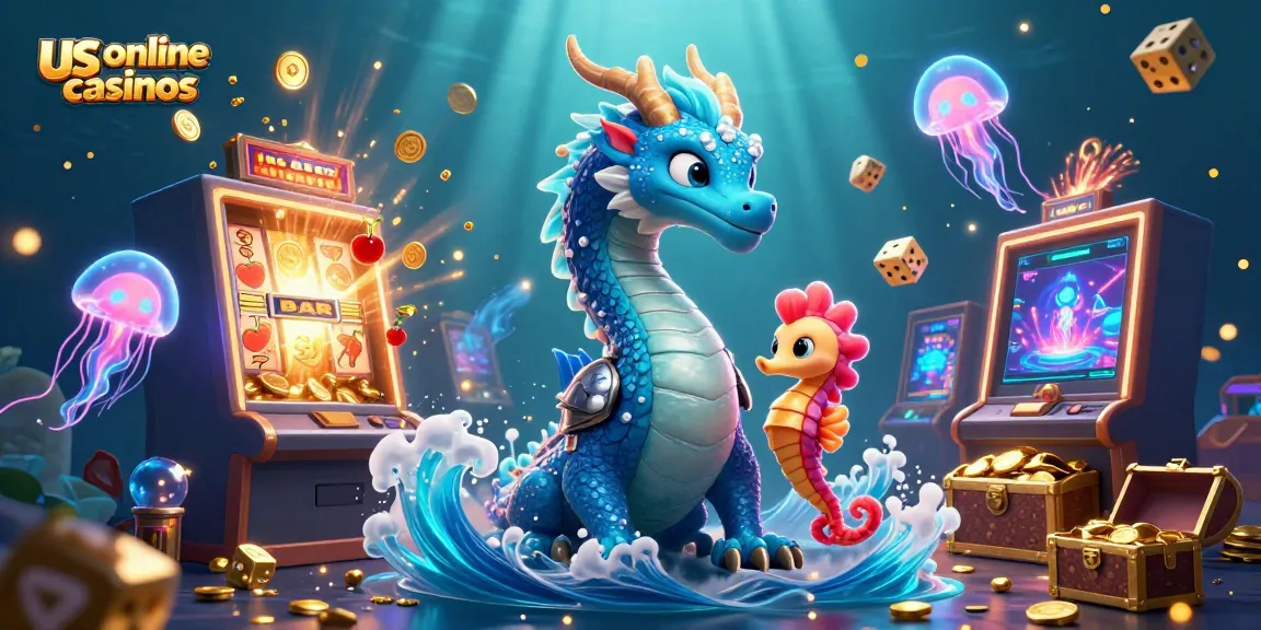 Engage with vibrant us online casinos featuring an azure dragon, coral knight, and jackpot-winning slot.