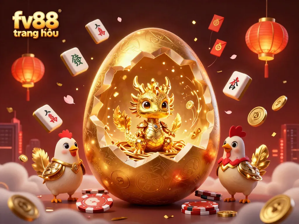 Bet and win big at fv88 trang chủ with golden dragon and various casino elements in a vibrant scene.
