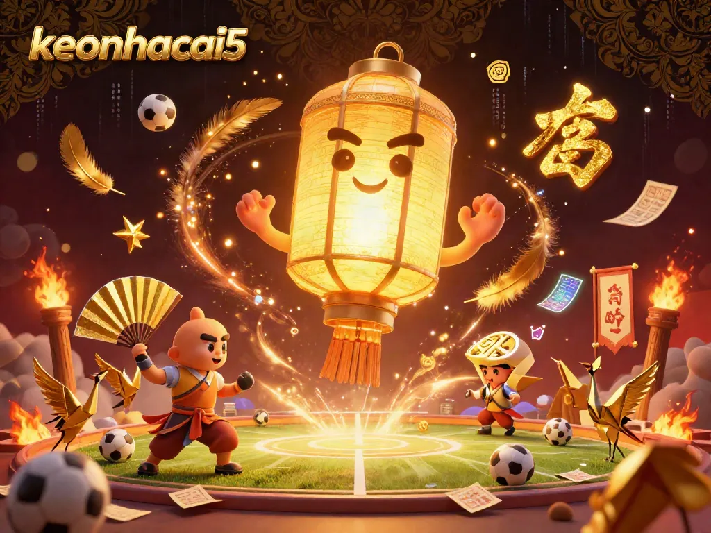 Join the excitement of keonhacai5 sports betting, showcasing a vibrant arena with dynamic elements and characters.