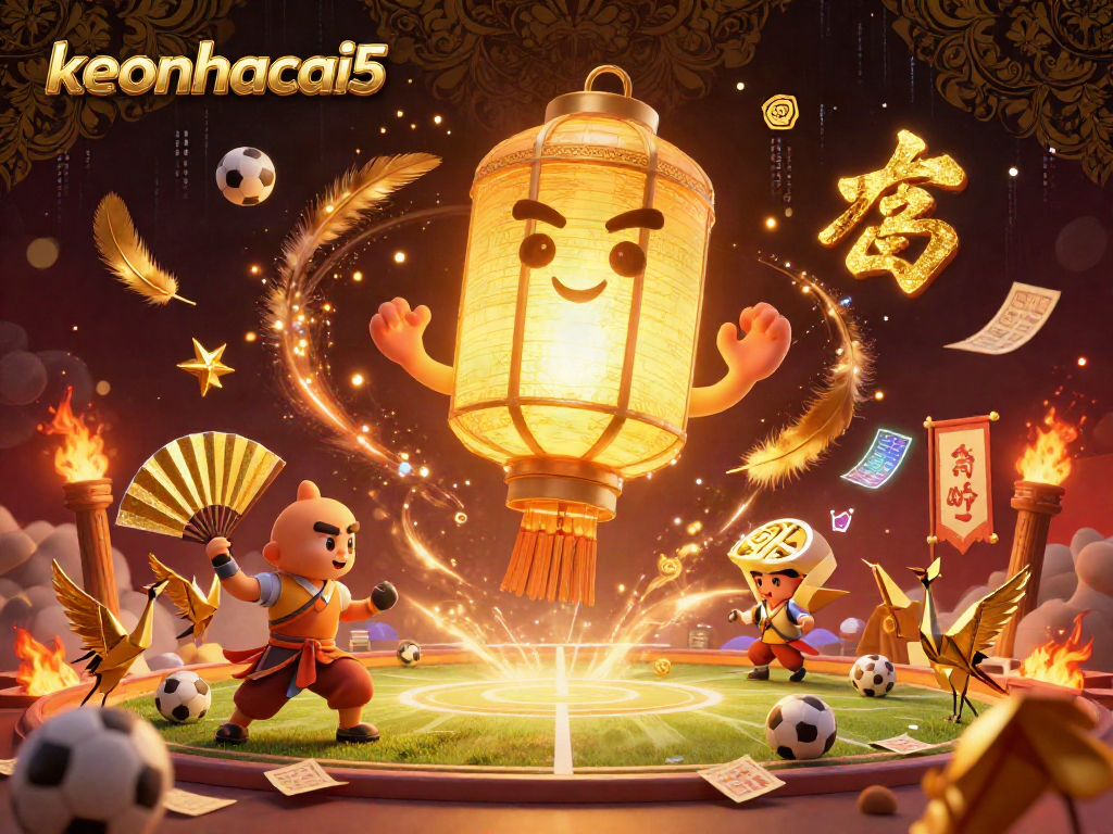 Join the excitement of keonhacai5 sports betting, showcasing a vibrant arena with dynamic elements and characters.
