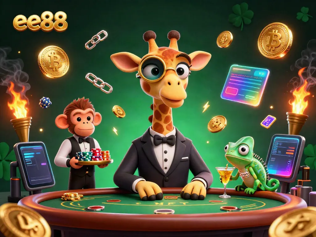 Engage in thrilling gambling at ee88 with high roller giraffe, monkey valet, and chameleon bartender.