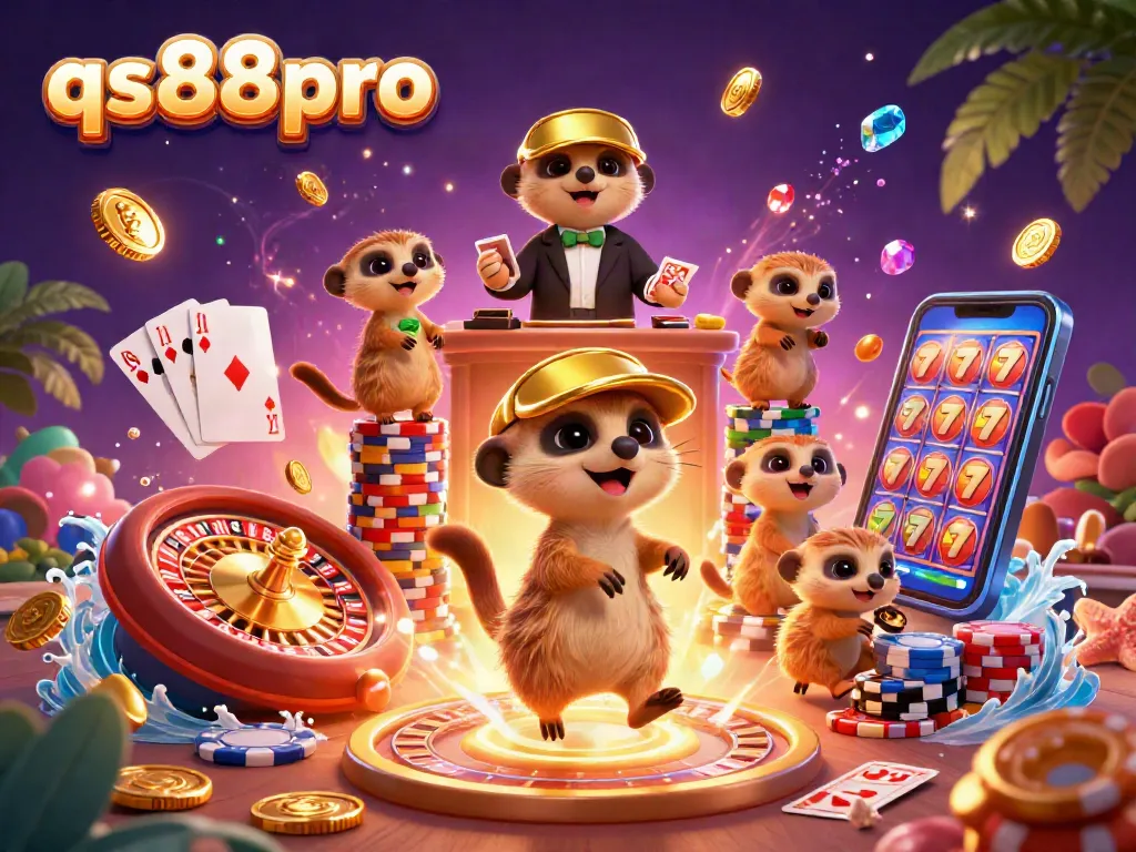 Engage in thrilling games at qs88pro, where meerkats manage an elaborate casino with vibrant elements.