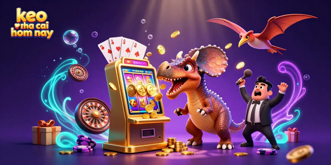 Using "keo nha cai hom nay", the pachycephalosaurus wins a jackpot amidst colorful casino chaos.